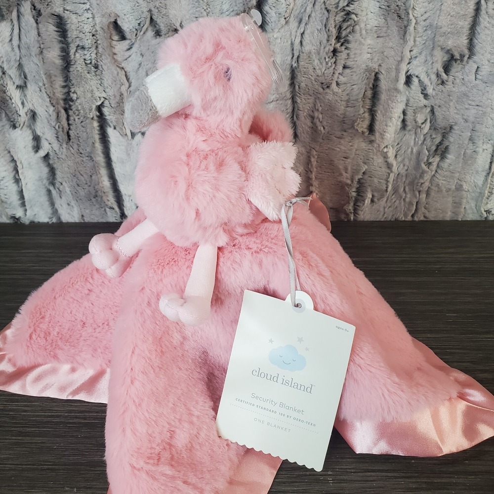 Pink Flamingo Baby Lovey Security Blanket Satin Back 14" Cloud Island NWT
